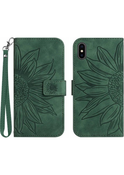 Iphone Xs Max Kabartmalı Ayçiçeği Lüks Pu Deri Kart Çevirme ile (Yurt Dışından)