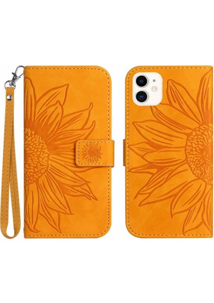Iphone 12 Mini Lüks Pu Deri Kısa Kayış Kart Yuvaları ile Flip (Yurt Dışından)