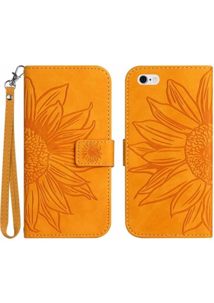 Iphone 6/6s Kısa Kayış Kabartmalı Ayçiçeği Lüks Pu Deri ile (Yurt Dışından)