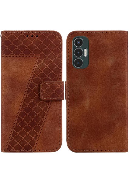 Tecno Pova 3 Flip Folio Kapak Için Telefon Kılıfı Pu Deri Kabartmalı Desen (Yurt Dışından)