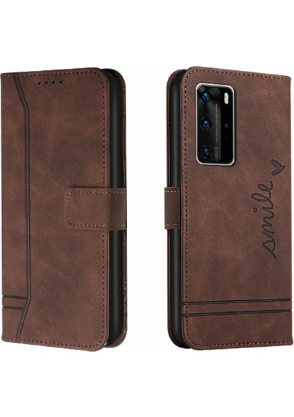 Huawei P40 Pro Manyetik Kapatma Kart Yuvaları Için Telefon Kılıfı Kapak Flip Folio (Yurt Dışından)