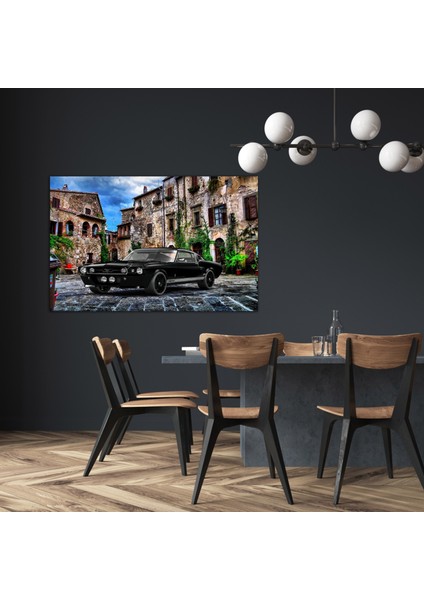 Siyah Araba Manzara Kanvas Tablo
