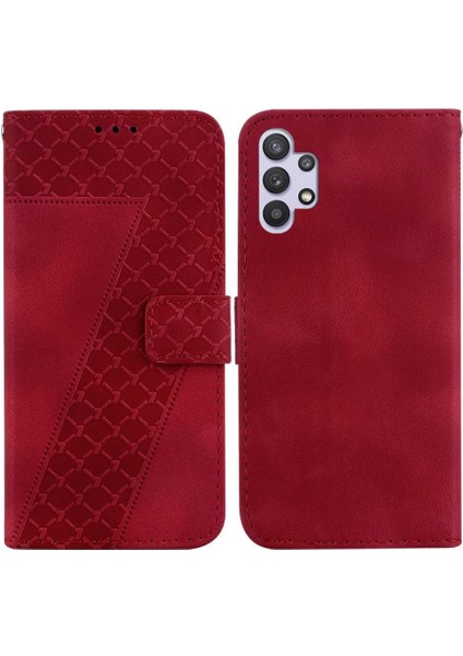 Samsung Galaxy A32 4g Için Telefon Kılıfı Pu Deri Kart Yuvası Fonksiyonu Desen (Yurt Dışından)
