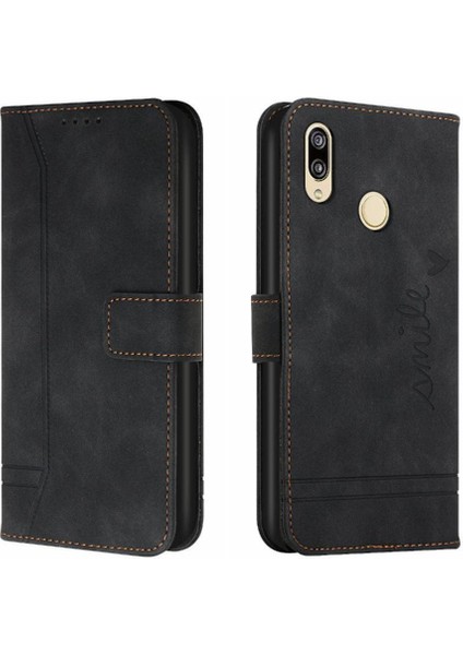 Telefon Kılıfı Için Huawei Huawei 2019 El Kayışı Kart Yuvaları Kapak Flip Folio Pu (Yurt Dışından)