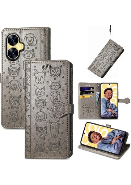 Realme C55 Darbeye Kısa Kayış Deri Kılıf Için Kılıf Kapak Çevirin (Yurt Dışından) modelleri
