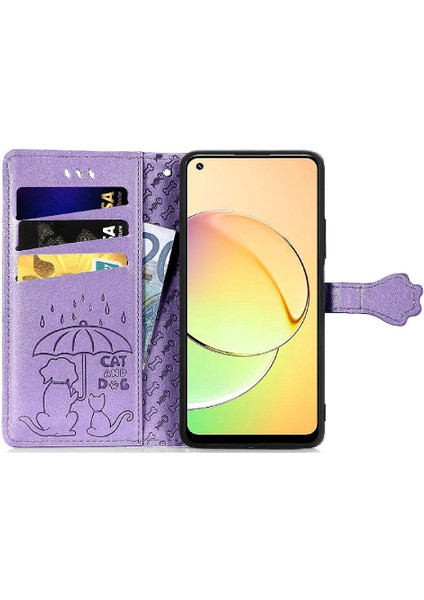 Realme 10 Flip Kapak Kılıf Için Kılıf Kısa Kayış Karikatür Hayvanlar (Yurt Dışından)