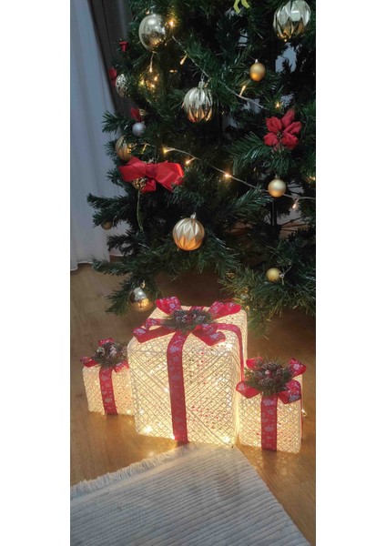 Yılbaşı Ağacı Altı 3lü LED Işıklı Kutu