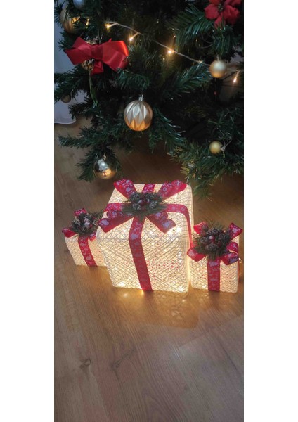 Yılbaşı Ağacı Altı 3lü LED Işıklı Kutu
