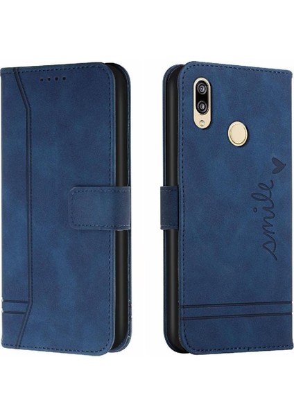 Telefon Kılıfı Için Huawei Huawei 2019 El Kayışı Kart Yuvaları Kapak Flip Folio Pu (Yurt Dışından)