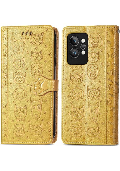 Realme Gt 2 Pro Flip Kapak Için Kılıf Darbeye Karikatür Hayvanlar Kısa Vaka (Yurt Dışından)
