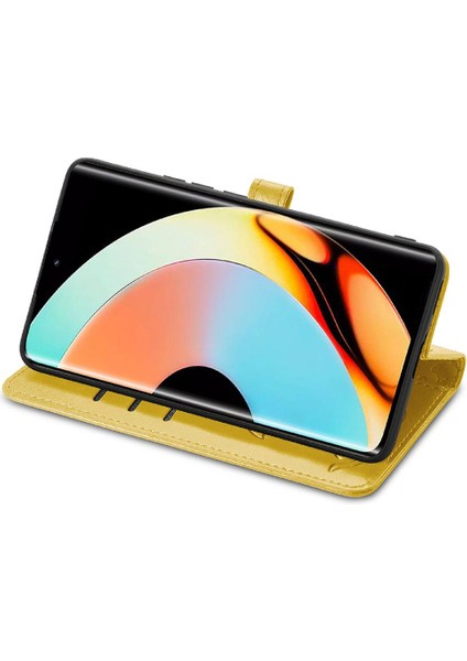Realme 10 Proplus Karikatür Hayvanlar Için Kılıf Kısa Kayış Deri Kılıf Flip (Yurt Dışından)