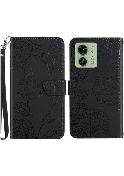 Motorola Kenar 40 Darbeye Deri Kılıf Çiçekler ve Kelebekler Için Kılıf (Yurt Dışından)