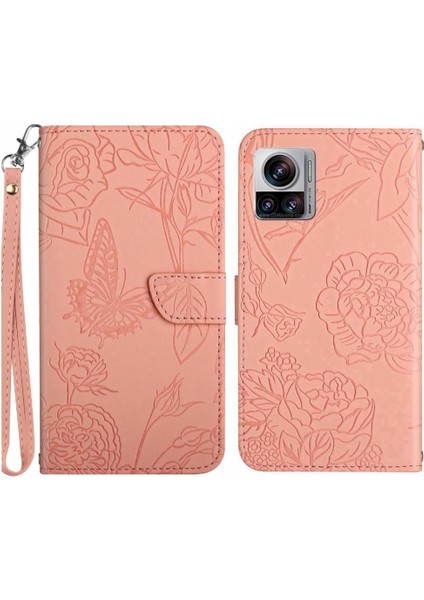 Motorola Edge 30 Ultra Çiçekler ve Kelebekler Pu ile Anti-Damla Için Kılıf (Yurt Dışından)