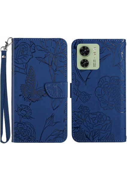Motorola Kenar 40 Darbeye Deri Kılıf Çiçekler ve Kelebekler Için Kılıf (Yurt Dışından)
