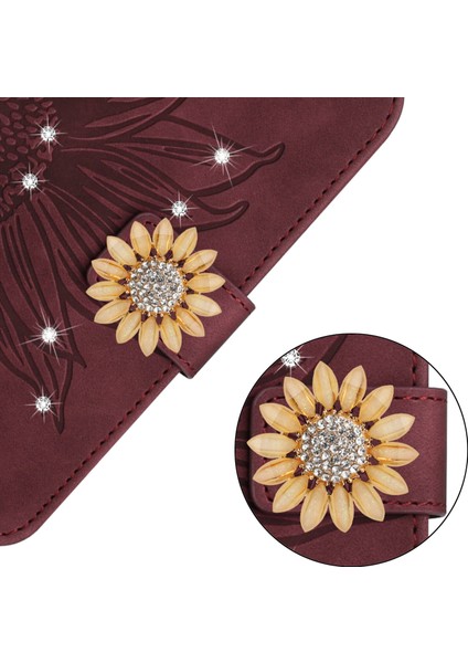 Realme 8 4g/8 Pro Pırlantalı Kabartmalı Ayçiçeği Kısa Askılı Manyetik Kartlıklı Cüzdan Telefon Kılıfı (Yurt Dışından) indirimleri