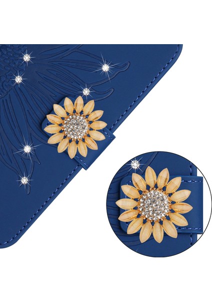 Oppo A92/A72/A52 Pırlantalı Kabartmalı Ayçiçeği Kısa Askılı Manyetik Kartlıklı Cüzdan Telefon Kılıfı (Yurt Dışından) indirimleri