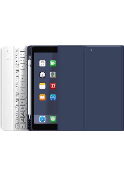 Ipad 7.nesil 8.nesil 9.nesil 10.2 Inç Bluetooth Özellikli Kalem Bölmeli Türkçe Q Klavyeli Kılıf