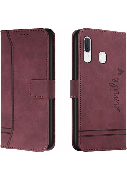 Telefon Kılıfı Için Samsung Galaxy A20/A30 Pu Deri Flip Folio Cüzdan Kart (Yurt Dışından)