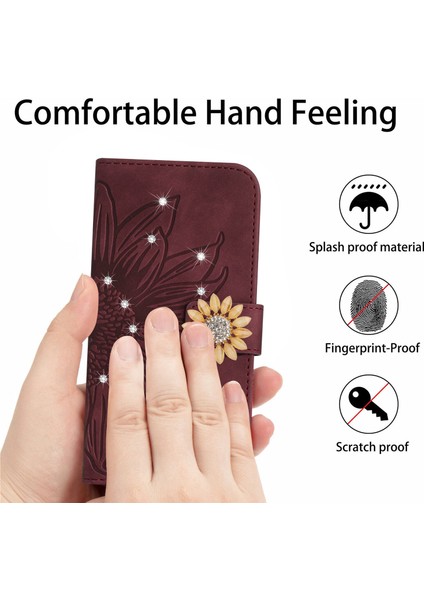 Xiaomi Poco M3 Pro Pırlantalı Kabartmalı Ayçiçeği Kısa Askılı Manyetik Kartlıklı Cüzdan Telefon Kılıfı (Yurt Dışından) fırsatları