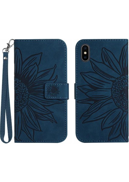Iphone Xs Max Kabartmalı Ayçiçeği Lüks Pu Deri Kart Çevirme ile (Yurt Dışından)