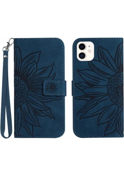 Iphone 12 Mini Lüks Pu Deri Kısa Kayış Kart Yuvaları ile Flip (Yurt Dışından)