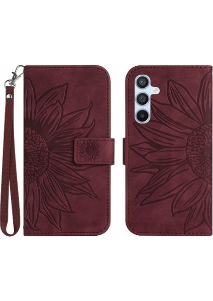 Samsung Galaxy Case 5g Flip Cüzdan Telefon Kılıfı Için Kabartmalı Ayçiçeği (Yurt Dışından)