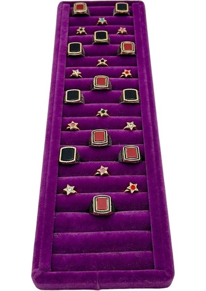 Yüzük Küpe Koldüğmesi Takı Standı Mor Uzun 34 x 11 cm
