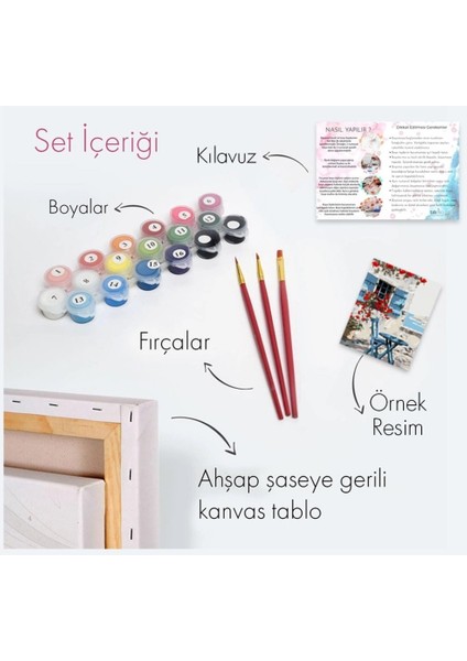 Sayılarla Boyama Seti 40 x 50 cm Tuval Şasesine Gerili Romantik Eyfel
