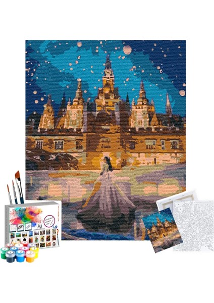 Sayılarla Boyama Seti 40 x 50 cm Tuval Şasesine Gerili Prensesin Rüyası