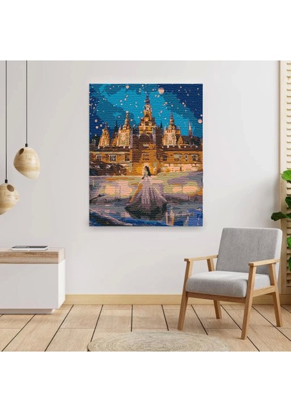 Sayılarla Boyama Seti 40 x 50 cm Tuval Şasesine Gerili Prensesin Rüyası