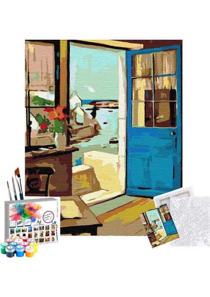 Sayılarla Boyama Seti 40 x 50 cm Tuval Şasesine Gerili Kapının Ardında