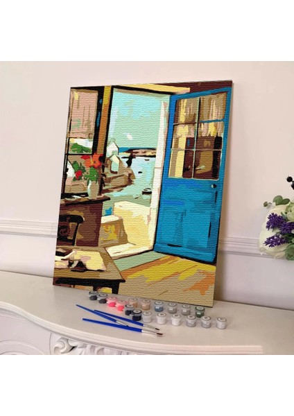 Sayılarla Boyama Seti 40 x 50 cm Tuval Şasesine Gerili Kapının Ardında