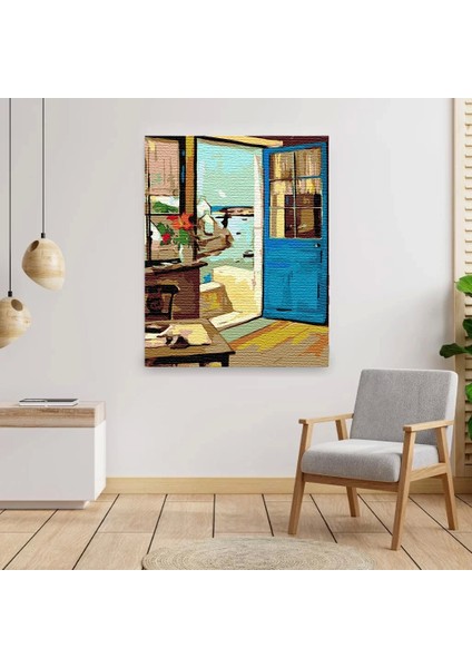 Sayılarla Boyama Seti 40 x 50 cm Tuval Şasesine Gerili Kapının Ardında