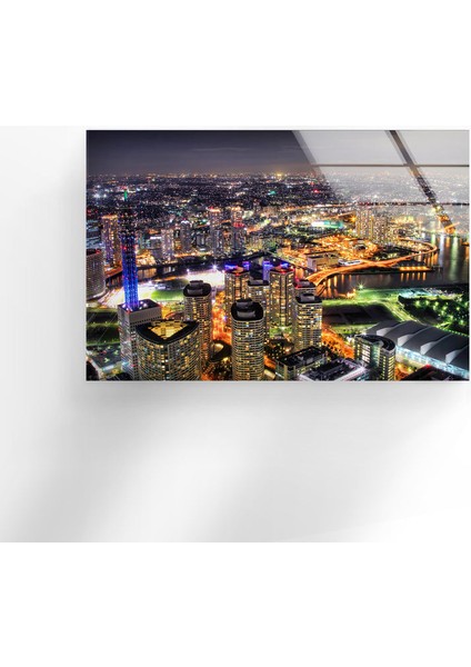Japonya Şehir Manzarası Temperli Cam Duvar Tablosu