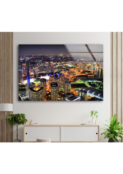 Japonya Şehir Manzarası Temperli Cam Duvar Tablosu modelleri