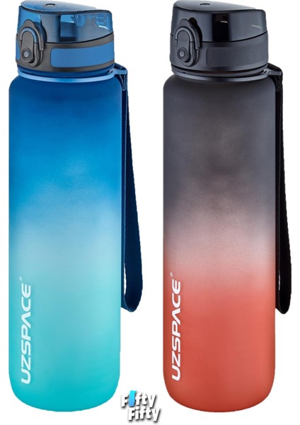 2'li Tritan Matara Seti 1000ML Büyük Boy Çift Renk Softtouch Ff Collection Tritan Su Matarası