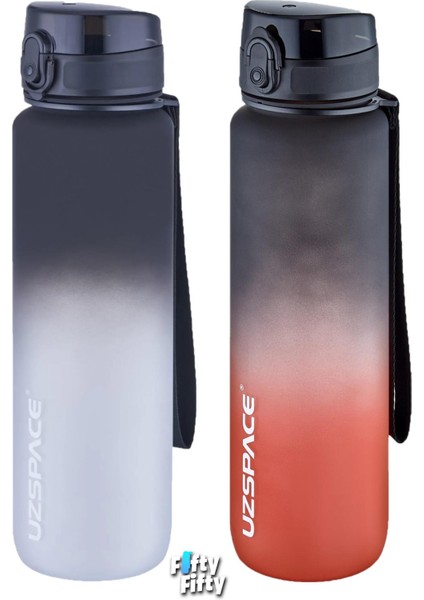 2'li Tritan Matara Seti 1000ML Büyük Boy Çift Renk Softtouch Ff Collection Tritan Su Matarası
