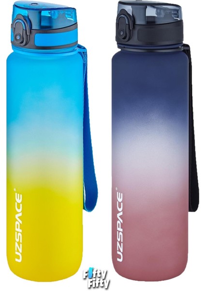 2'li Tritan Matara Seti 1000ML Büyük Boy Çift Renk Softtouch Ff Collection Tritan Su Matarası