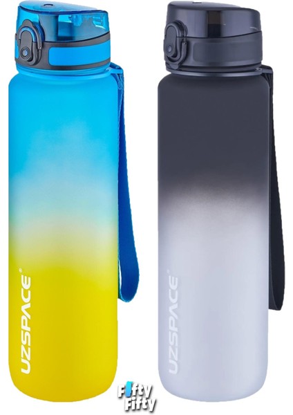 2'li Tritan Matara Seti 1000ML Büyük Boy Çift Renk Softtouch Ff Collection Tritan Su Matarası