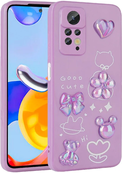 Case 4u Xiaomi Redmi Note 12 Pro 4g Kabartma Figürlü Parlak Toys Silikon Kılıf Mor