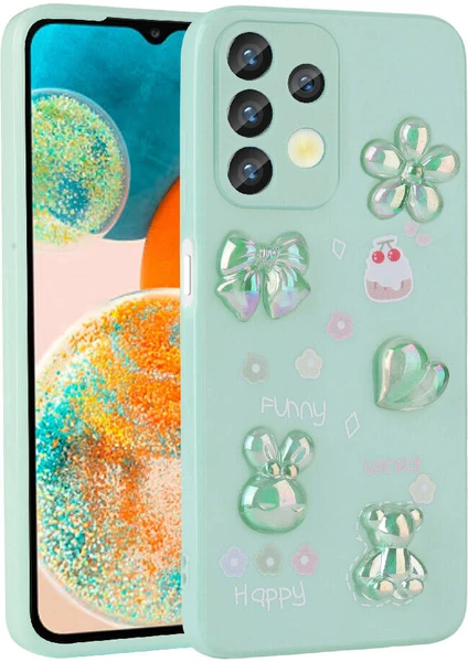 Case 4u Galaxy A32 4g Kabartma Figürlü Parlak Toys Silikon Kılıf Açık Yeşil