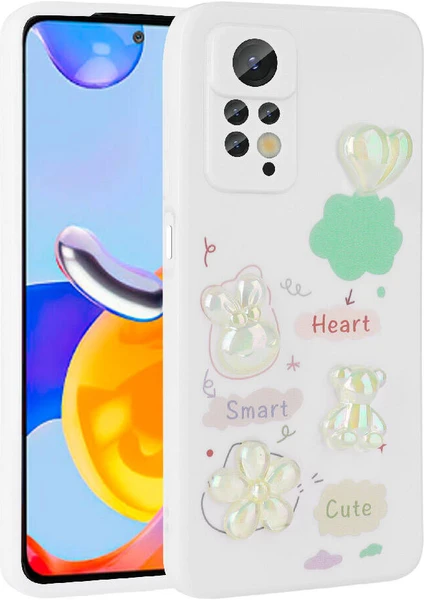 Case 4u Xiaomi Redmi Note 12 Pro 4g Kabartma Figürlü Parlak Toys Silikon Kılıf Beyaz