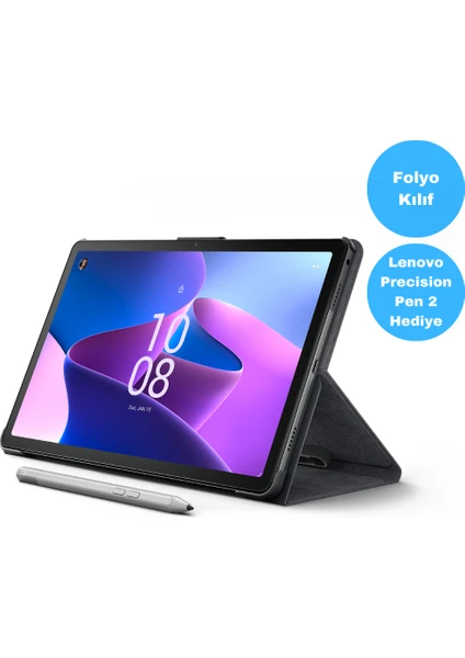 Tab M10 Plus (3rd Gen) TB128FU 10.6'' 4GB + 128GB 2K 10.6'' Wi-Fi Tablet ZAAM0175TR Kılıf ve Lenovo Precision Pen 2 Hediyeli