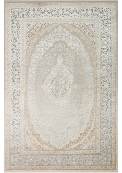 Quatro Qtr 08 Krem Gri Salon Halısı Akrilik Halı Vintage Desenli Halı Dokuma Yatak Odası Halısı