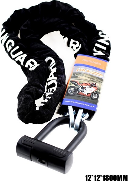 Motosiklet Zincir Halat Çelik Asma Kilit 1 Metre 80CM (180CM)X 12MM Siyah Kumaş Kaplı Motor Kilidi modelleri