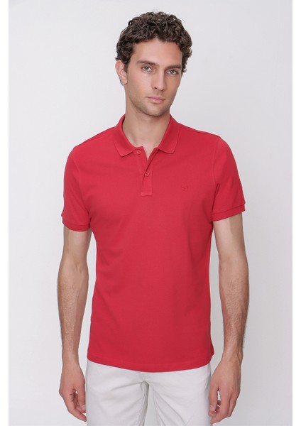 Erkek Kırmızı Basic Polo Yaka Dynamic Fit T-Shirt