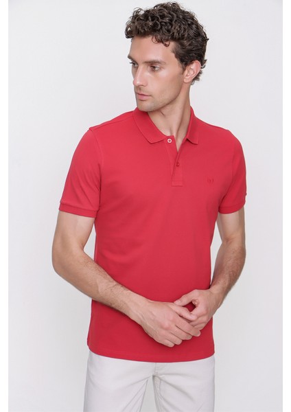 Erkek Kırmızı Basic Polo Yaka Dynamic Fit T-Shirt fiyatları