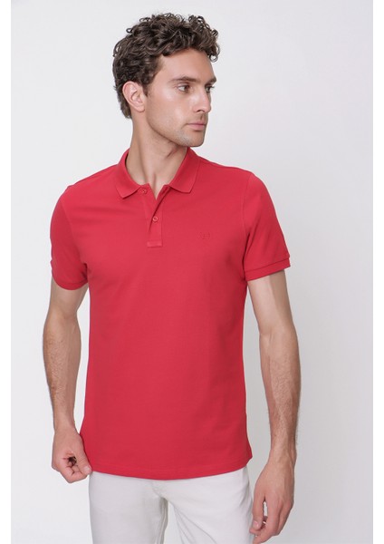Erkek Kırmızı Basic Polo Yaka Dynamic Fit T-Shirt modelleri