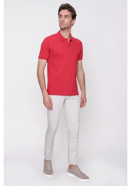 Erkek Kırmızı Basic Polo Yaka Dynamic Fit T-Shirt fırsatları