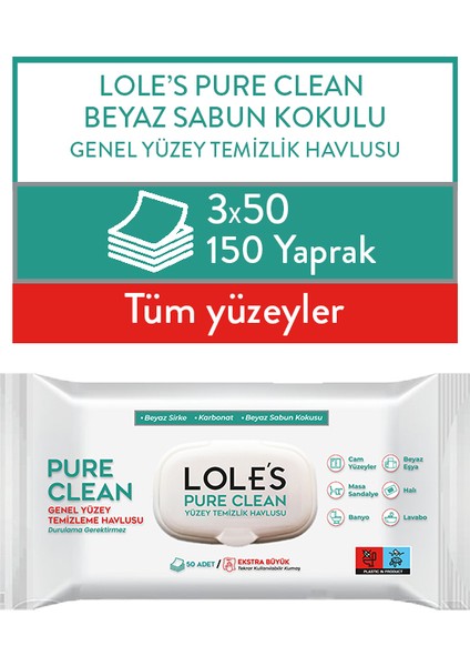 Pure Clean Genel Yüzey Temizlik Havlusu 3X50